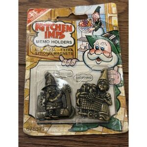 Vintage Pair Of Kitchen Imps Memo Holders (magnets)  Gnomes Refrigerator Magnets